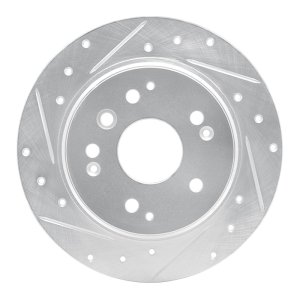 Acura TL Brake Rotor (1) - Rear Left - R1 Concepts - Drilled & Slotted - Silver - `99-`11